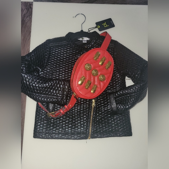 Girls Size 6 PL Quilted Moto Jacket with Pre-loved Letherett Fanny Pack! - Picture 5 of 8